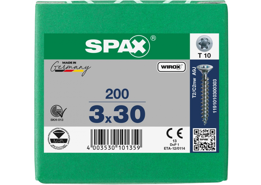 SPS SPAX 3.0 x 30 T10 Wirox /200st (1191010300303)