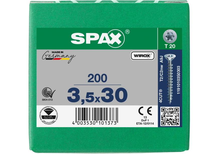 SPS SPAX 3.5 x 30 T20 Wirox /200st (1191010350303)