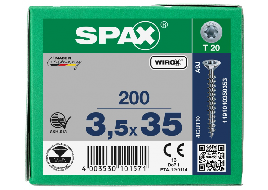 SPS SPAX 3.5 x 35 T20 Wirox /200st (1191010350353)