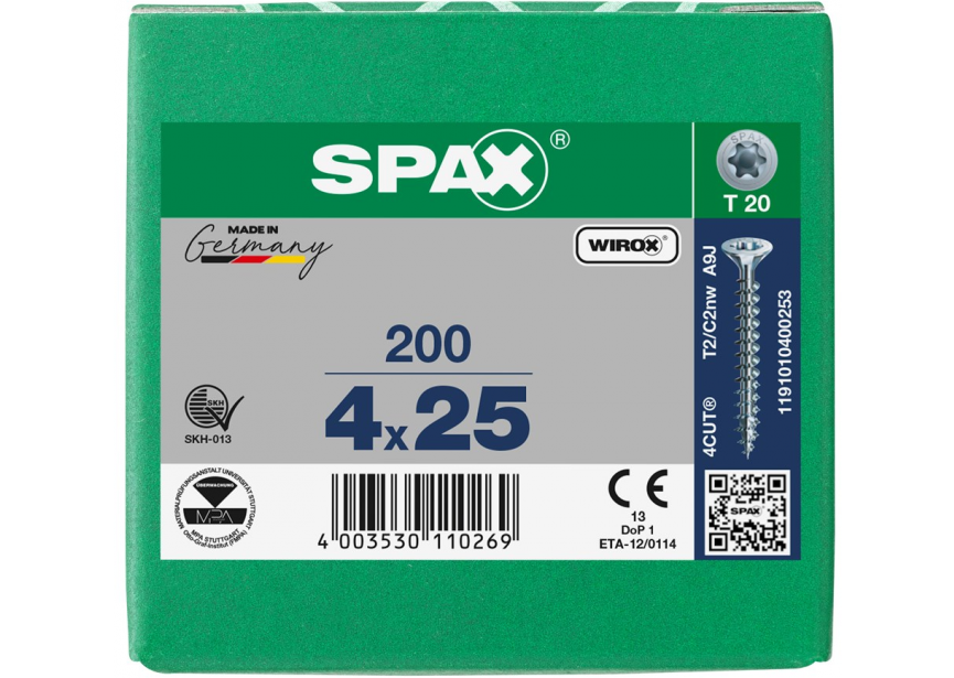 SPS SPAX 4.0 x 25 T20 Wirox /200st (1191010400253)