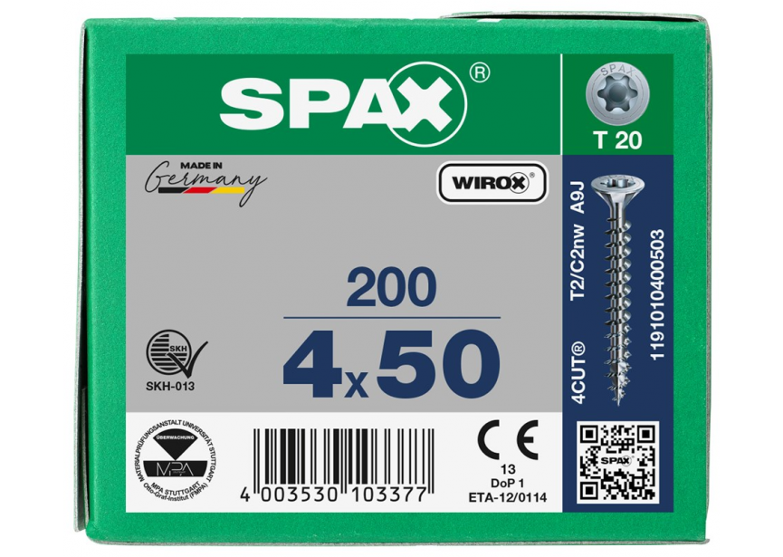 SPS SPAX 4.0 x 50 T20 Wirox /200st (1191010400503)