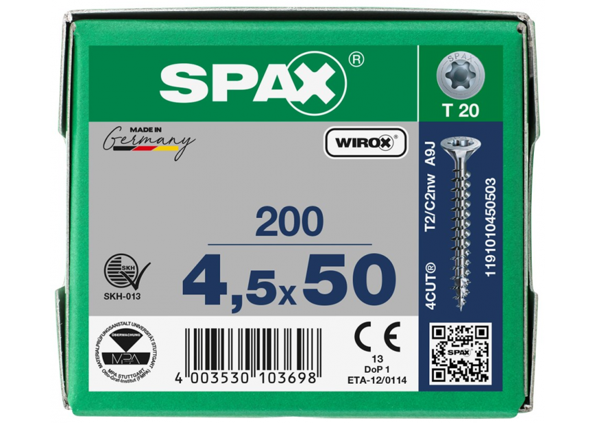 SPS SPAX 4.5 x 50 T20 Wirox /200st (1191010450503)