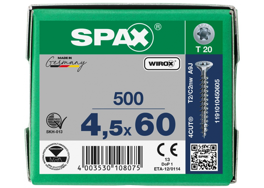 SPS SPAX 4.5 x 60 T20 Wirox /500st (1191010450605)