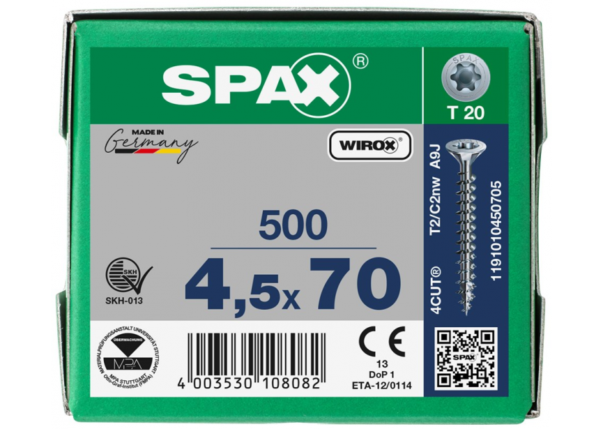 SPS SPAX 4.5 x 70 T20 Wirox /500st (1191010450705)