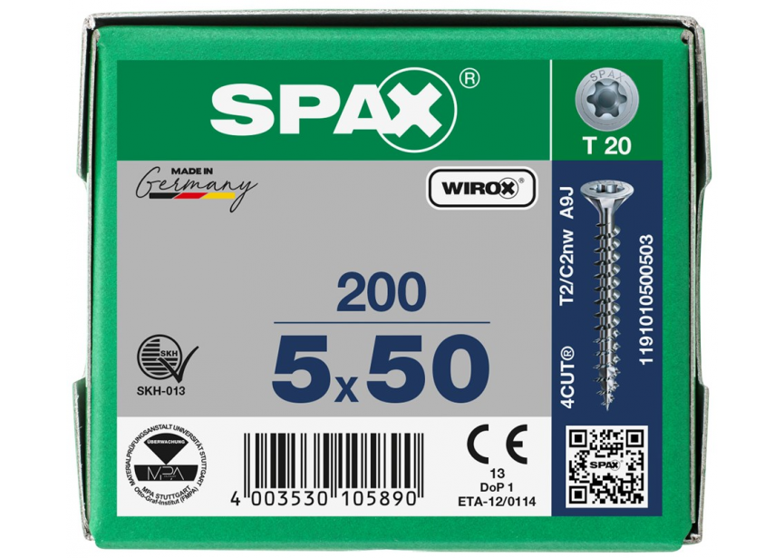 SPS SPAX 5.0 x 50 T20 Wirox /200st (1191010500503)