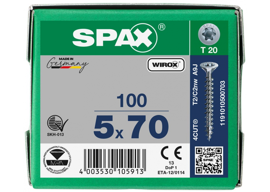 SPS SPAX 5.0 x 70 T20 Wirox /100st (1191010500703)