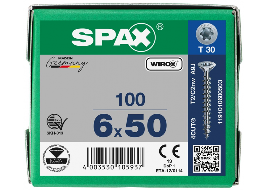 SPS SPAX 6.0 x 50 T30 Wirox /100st (1191010600503)