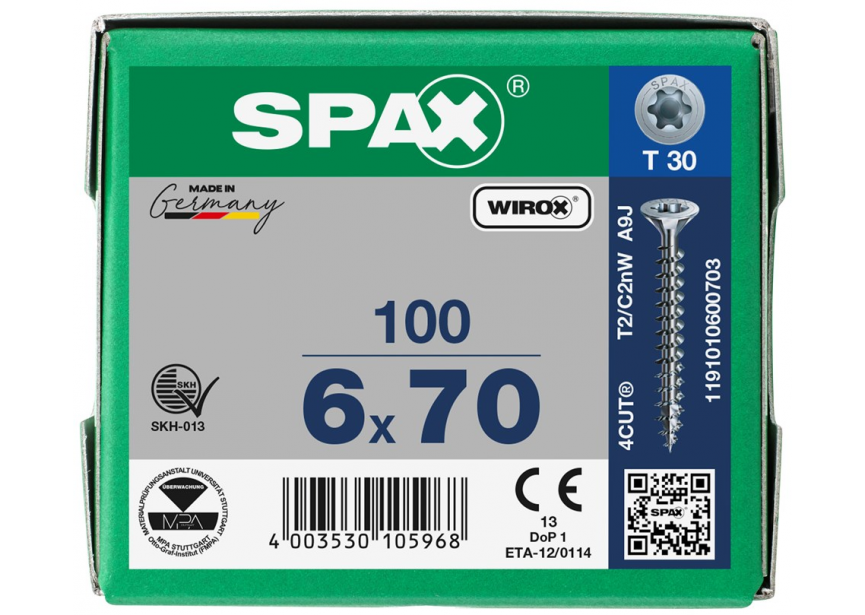 SPS SPAX 6.0 x 70 T30 Wirox /100st (1191010600703)