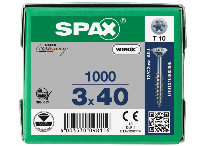 SPS SPAX GD 3.0 x 40 T10 Wirox /1000st 