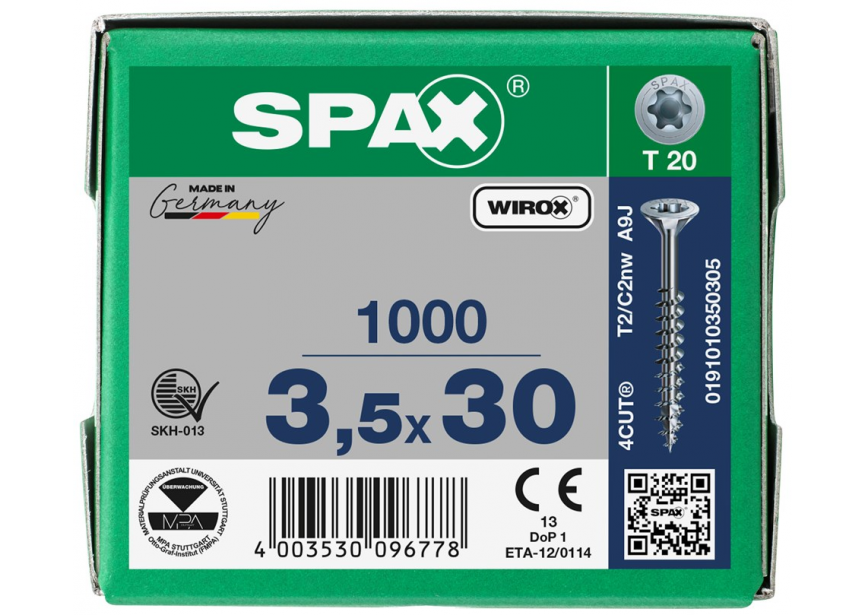 SPS SPAX GD 3.5 x 30 T20 Wirox /1000st 