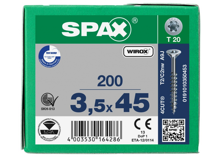 SPS SPAX GD 3.5 x 45 T20 Wirox /200st 