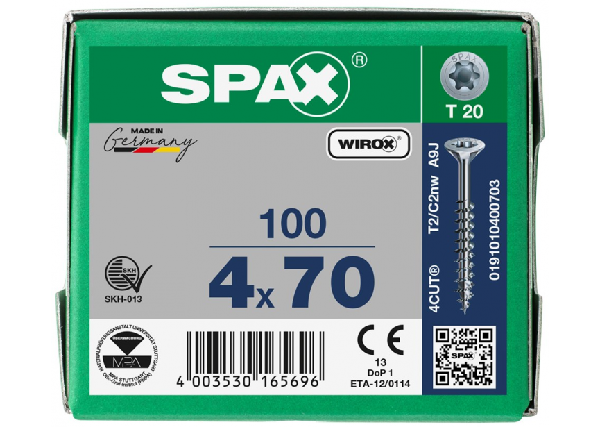 SPS SPAX GD 4.0 x 70 T20 Wirox /100st 