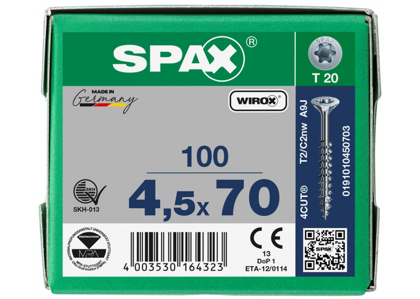 SPS SPAX GD 4.5 x 70 T20 Wirox /100st 