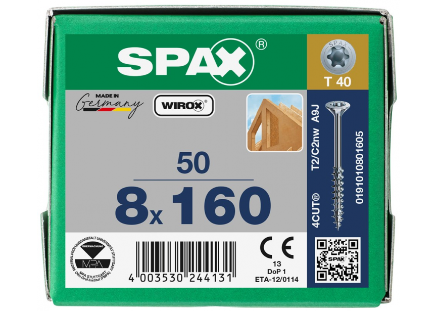 Constructieschroef SPAX VK  8 x160 T40 /1st Wirox