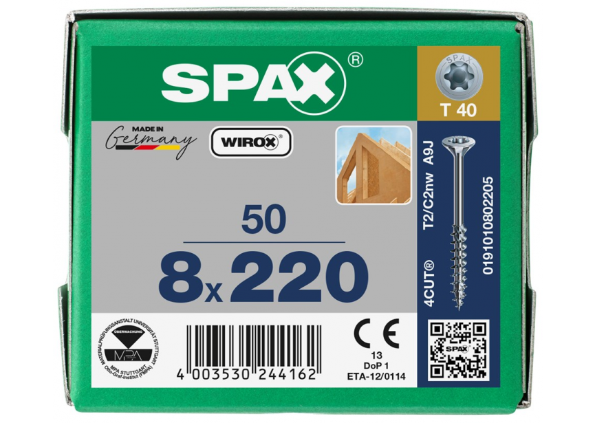 Constructieschroef SPAX VK  8 x220 T40 /1st Wirox