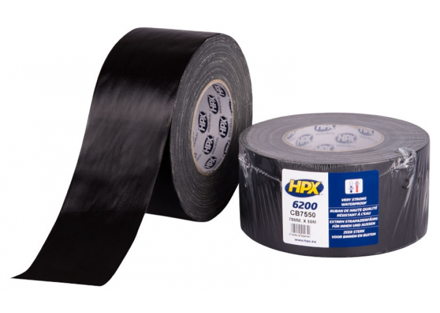 Duct tape HPX 6200 zwart 75mmx50m Repair tape