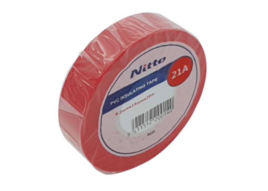 Isolatietape  19mmx20m rood Nitto 