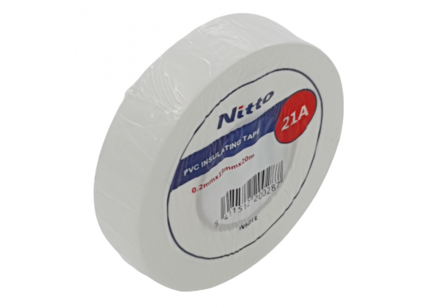 Isolatietape  19mmx20m wit Nitto 