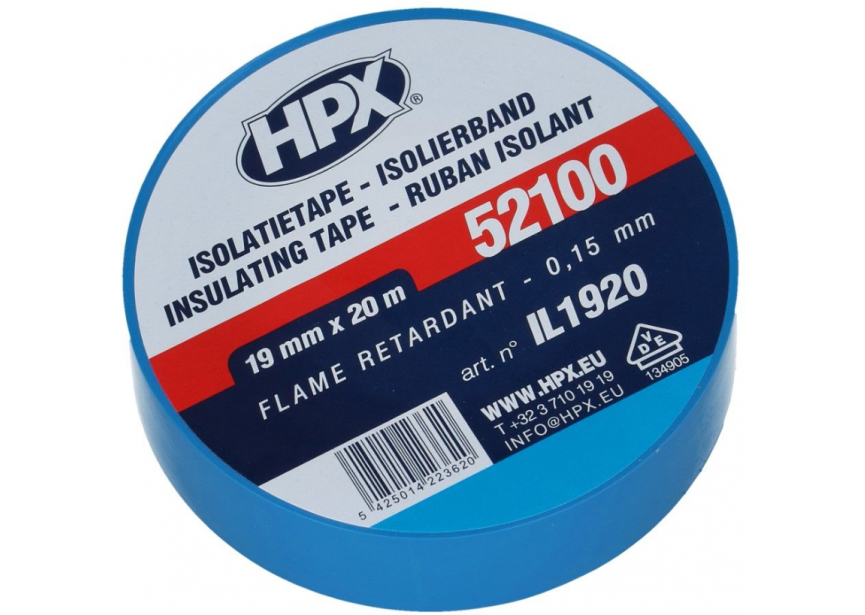 Isolatietape HPX 52100 19mmx20m blauw 