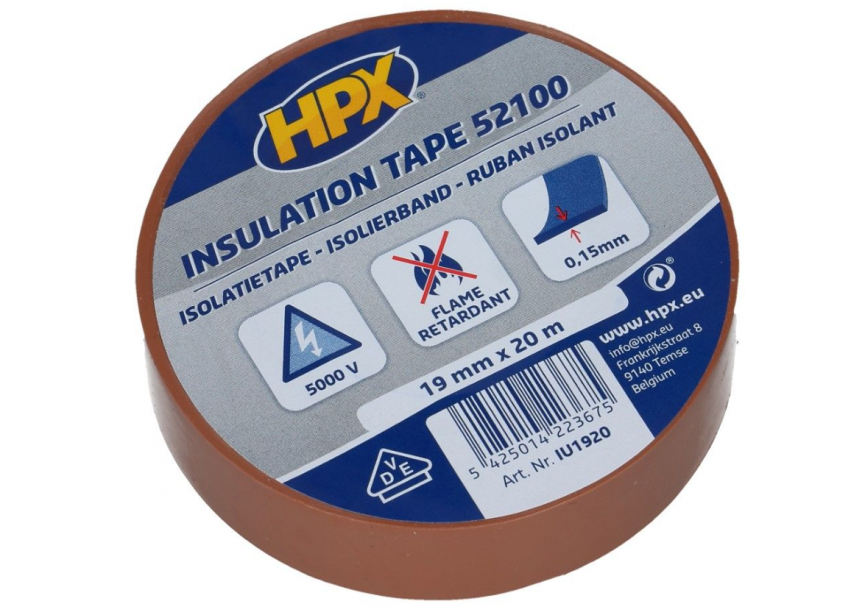 Isolatietape HPX 52100 19mmx20m bruin 