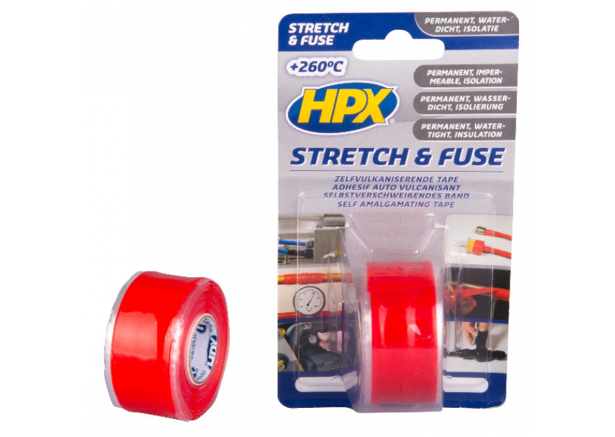 Vulkaniserende tape 25mmx3m rood HPX Stretch  Fuse