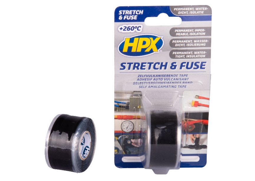 Vulkaniserende tape 25mmx3m zwart HPX Stretch  Fuse