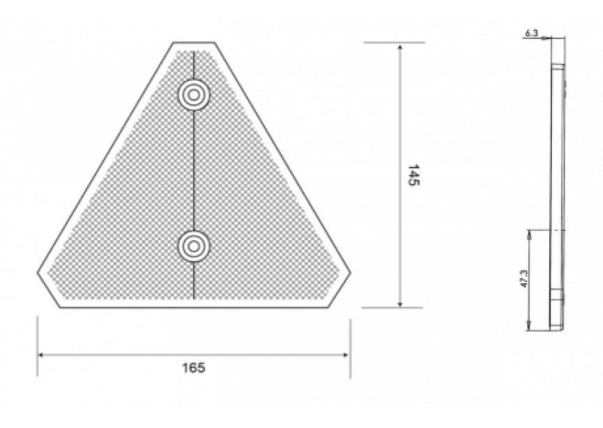 Reflector driehoek rood 165mm (20R)