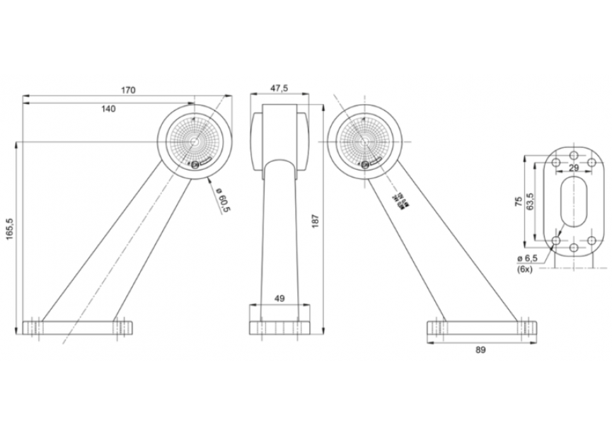 Markeerlicht LED R/W LR 12/24v 45° (AE-01-193)