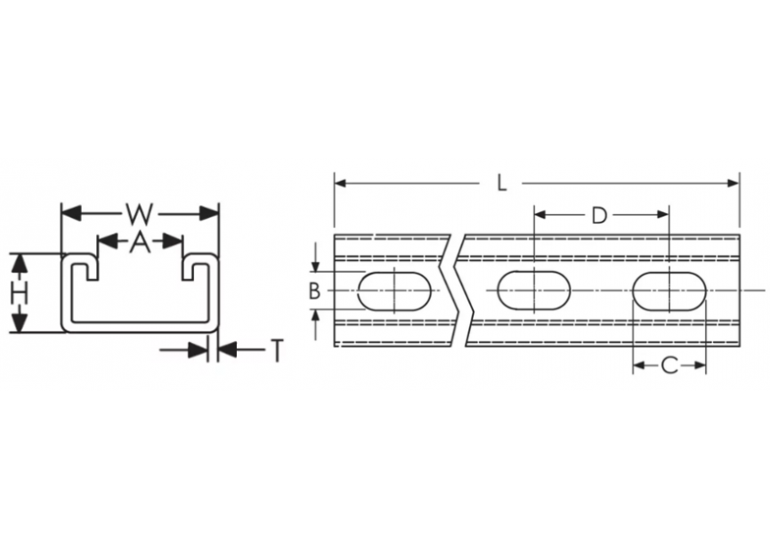 Profiel strut C 21x41x2.5mm /2m (DC) Caddy C25H2000PG