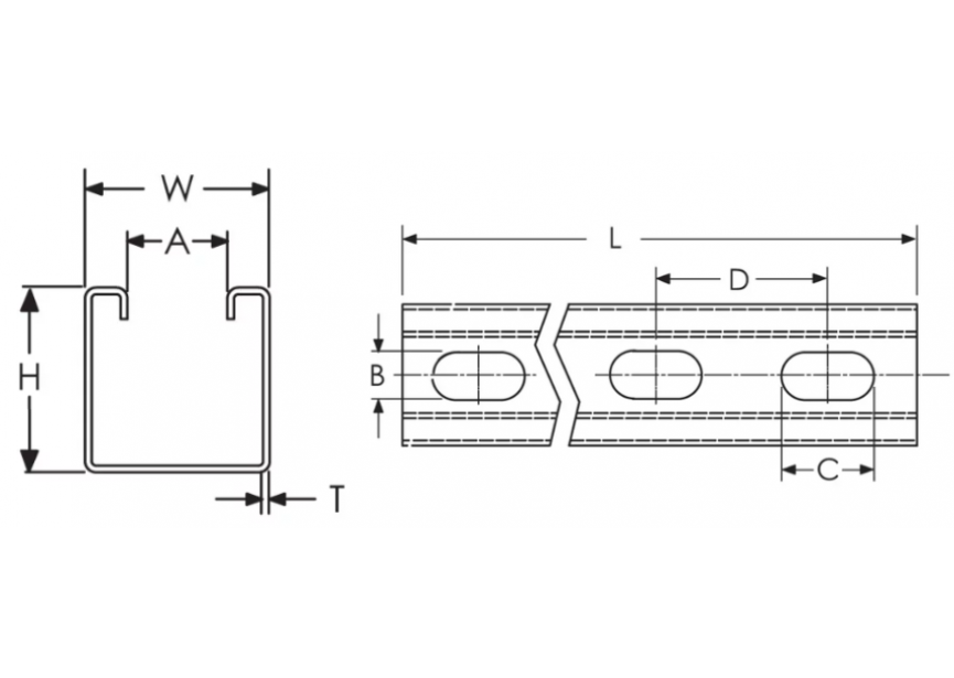 Profiel strut A 41x41x2.5mm /2m (AC) Caddy A25H2000PG