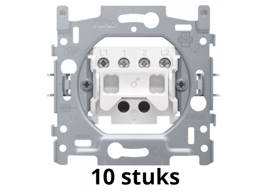 Sokkel schakelaar tweepolig inbouw Niko 170-01200 (10st doos)