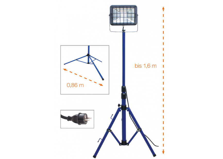 Werflamp LED 30w op statief Schwabe met 5m kabel in koffer