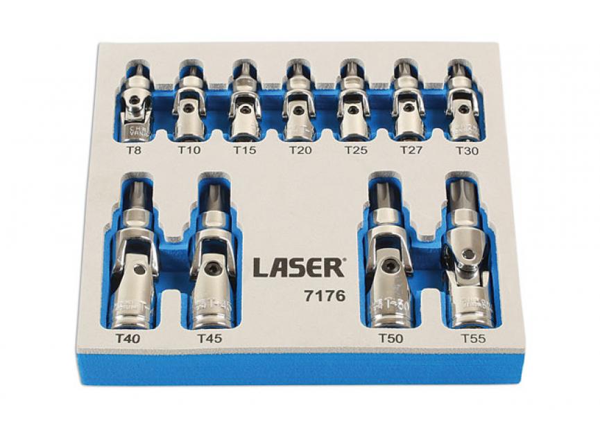 Bit-dopset Torx-BO cardan 11dlg LA7176 Laser Tools (1/4-3/8 - T8-T55)