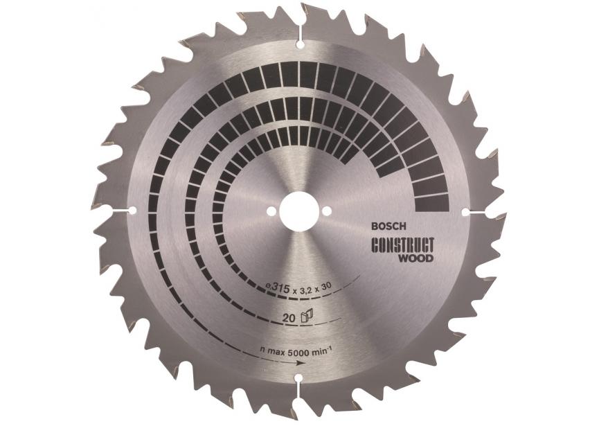 Cirkelzaagblad Bosch Ø315x30x3.2mm 20T (2.608.640.701) Construct Wood