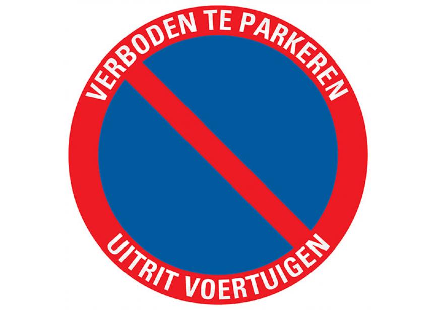 Sign.bord verb. te parkeren uitrit voertuigen Ø180