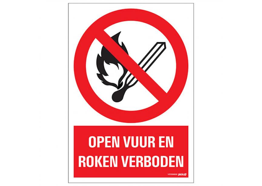 Sign.bord open vuur en roken verboden +picto 230x330