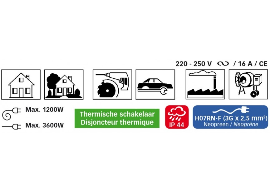 Kabelhaspel PRO Lumx 3G2.5 25m (2x2P+A/2x2P+T) H07RN-F Neopreen